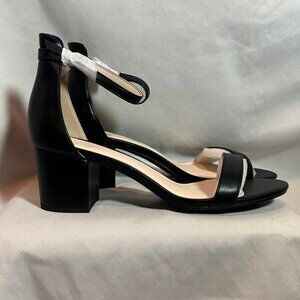 NIB | Halston | Black Ankle Strap Block Heel Sandals | 8.5